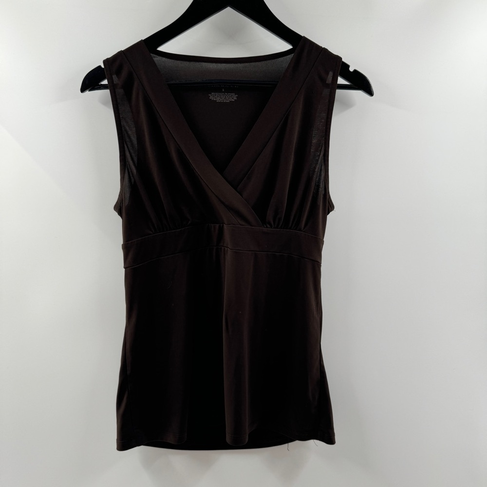 Merona Brown Sheer V-Neck Tank Top Women’s Size Small - Picture 1 of 7